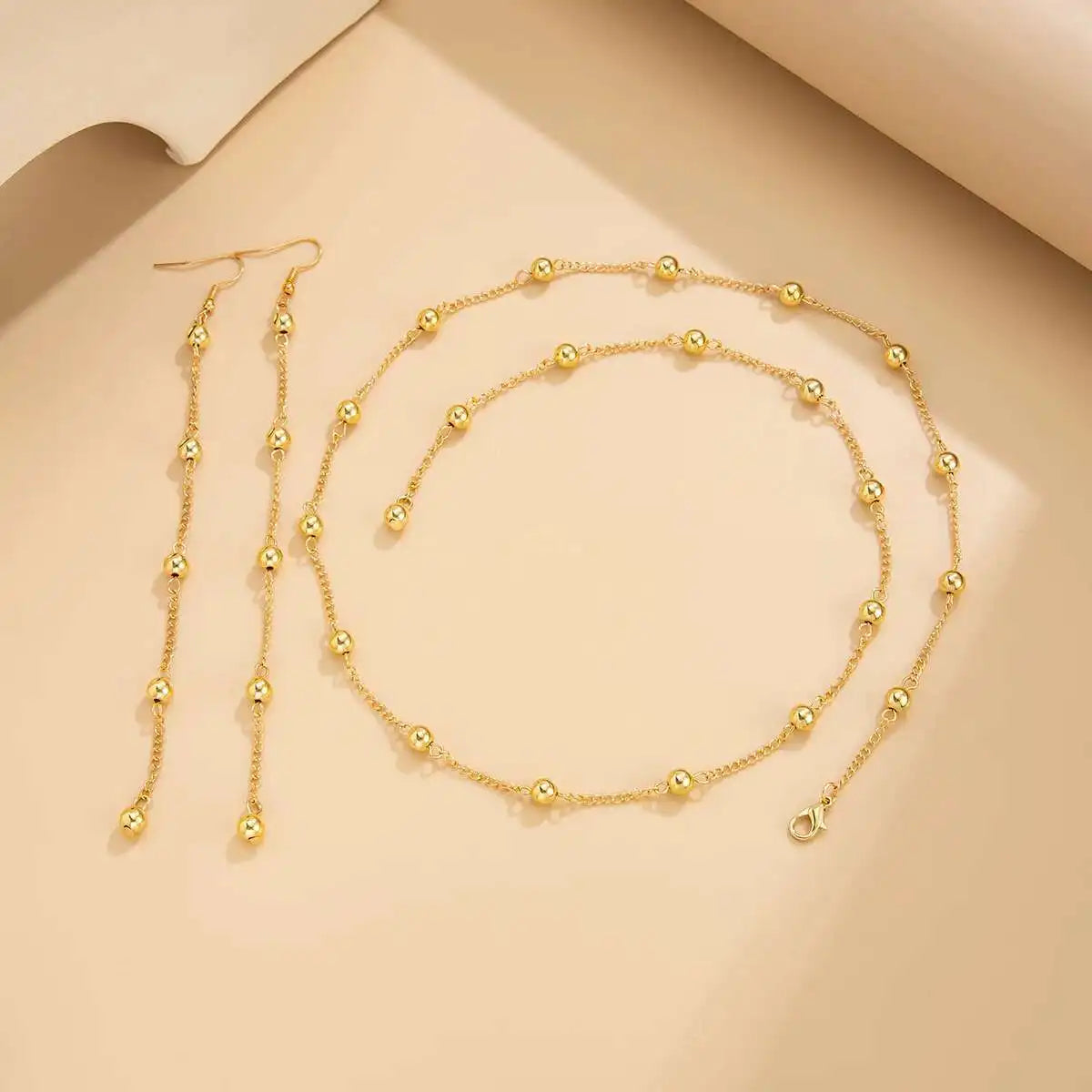 Lacteo Trendy Y-förmige dünne Kette kleine CCB Perlen Halskette Tropfen Ohrringe Sets für Frauen lange Quaste Anhänger eleganten Schmuck 2025