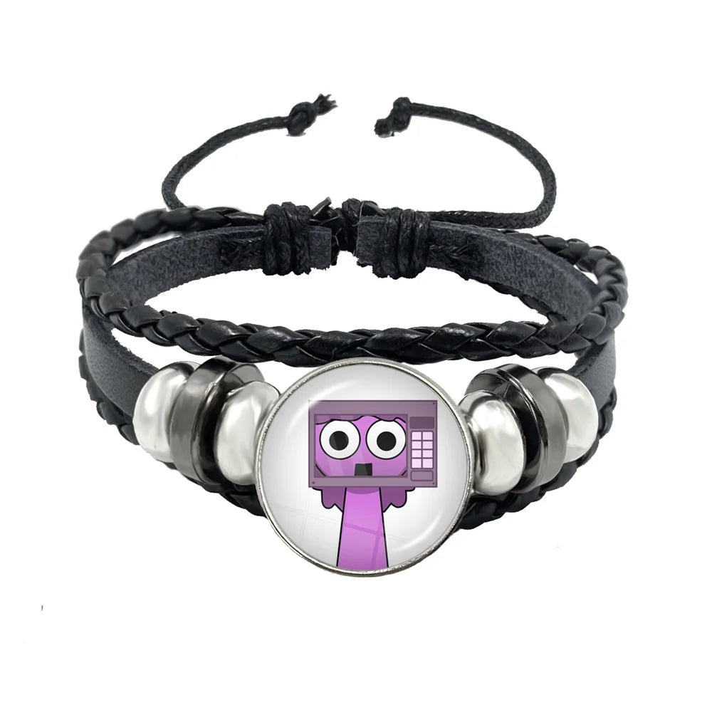 Sprunki Incredibox Anime Cartoon Charakter Leder Seil Armband Kunst Mehrschichtige geflochtene Armbänder Handgefertigte Schmuckzubehör