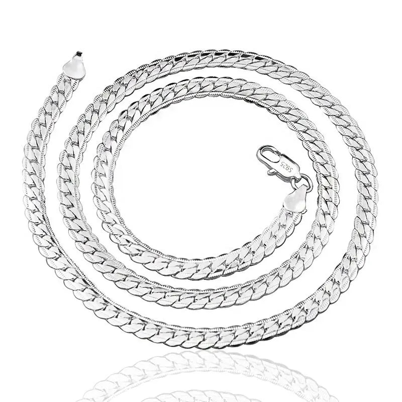 20-60 cm Silber Farbe Luxus Marke Design Edle 6mm Halskette Kette Für Frau Männer Mode Hochzeit engagement Schmuck
