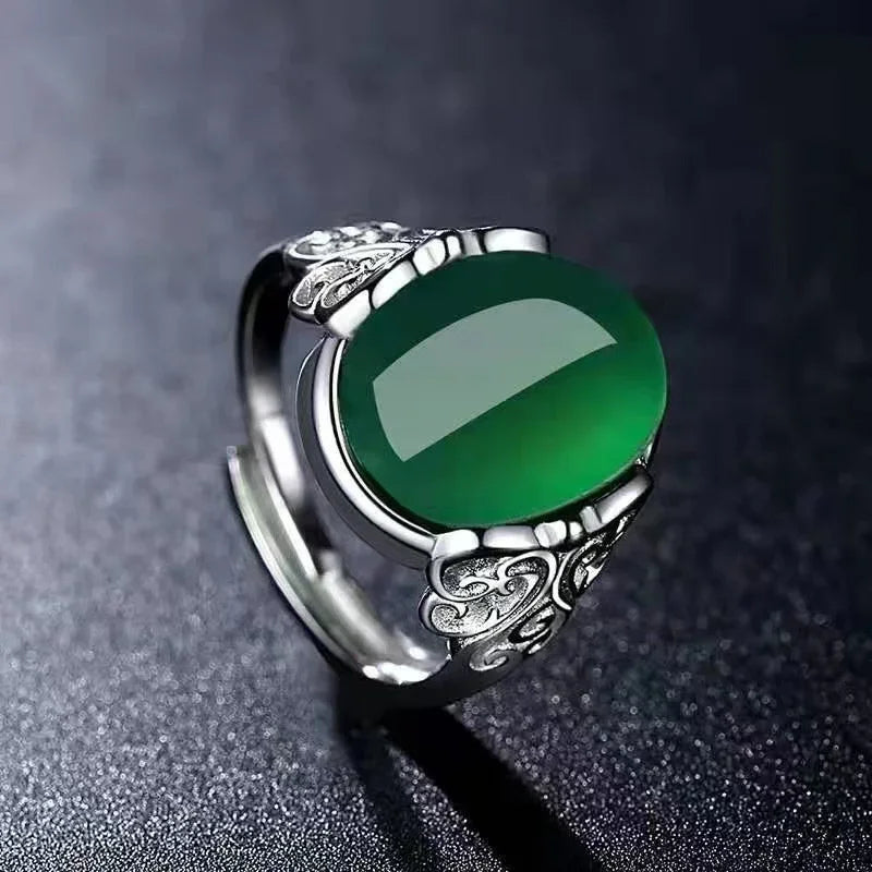 2025 neue Einfache Rote Achat Chalcedon Alte Silber Farbe Offenen Ring Weibliche Krone Strass Ring Hohl Einstellbare Ringe Geschenke