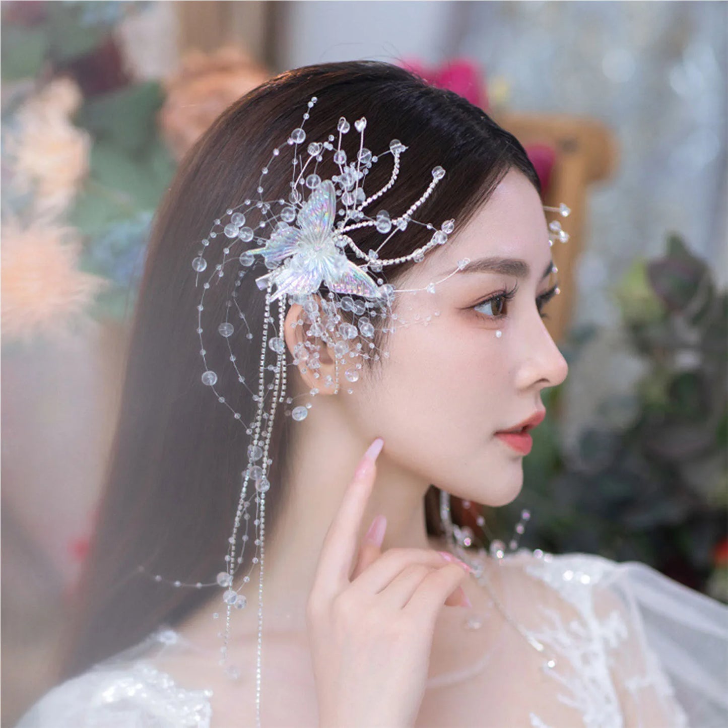 Fee Quaste Haarspange für Frauen Meerjungfrau Perle Schmetterling Seite Haarnadel exquisite elegante Hochzeit Party Reise Haarschmuck