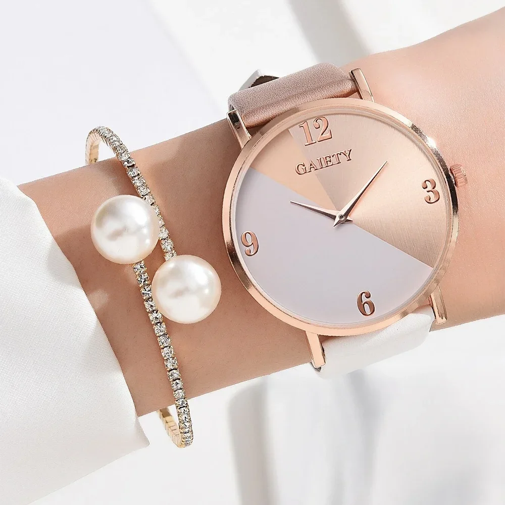 Frauen Uhr Set Luxus Mode Bunte PU Lederband Damen Quarz Armbanduhr Legierung Armband Für Damen Geschenk