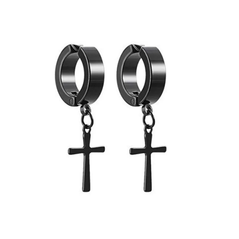2-teiliges Punk-Ohrstecker-Set für Herren mit starkem Magnet, nicht durchdringende Ohrringe, gefälschte Kreuz-Ohrringe, Geschenk für Freund, Liebhaber, Schmuck