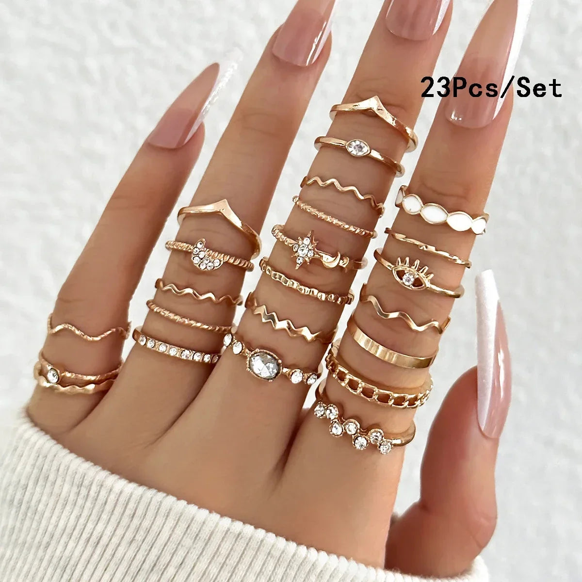 30Pcs Bohemian Geometrische Knuckle Ringe Set Für Frauen Gold Silber Farbe Finger Ring Mädchen Fashion Party Schmuck Zubehör