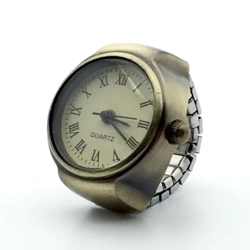 Mini Vintage Punk Finger Uhr Ringe Gummiband Legierung Uhren Paar Ringe Schmuck Uhr Retro Römischen Quarz Frauen Männer Uhr