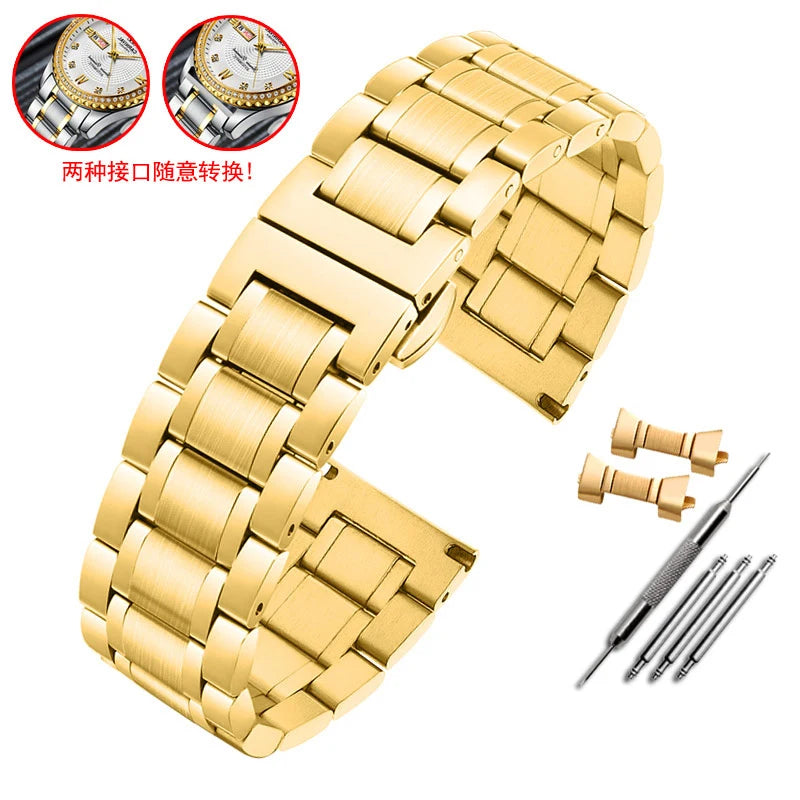 Gebogenes Ende Arc Metallarmband für Seiko Timex Citizen Casio Edelstahlarmband 20mm 22mm 24m Mattes Uhrenarmband Kettenarmband