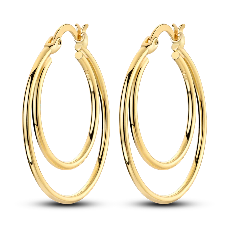 Ohrringe aus 925er-Sterlingsilber, Goldserie, U-förmige Creolen, passend für Original-925-Charms für Frauen und Mädchen, Party, edler Schmuck