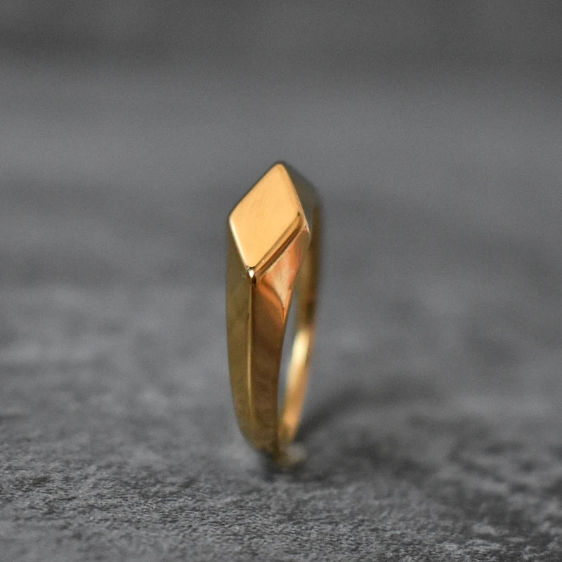 Mode Gold Farbe Ring Geometrische Edelstahl Glatte Paar Ringe Einfachheit Student Party Schmuck Geschenk