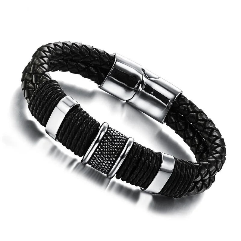 Modisches Perlenarmband aus gewebtem Leder, bezauberndes Herrenarmband, Hip-Hop-Punk-Schmuck, Accessoires, Party-Geschenk, Armreifen für Frauen