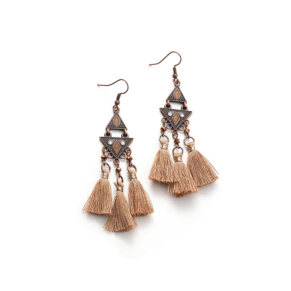 Klassische Vintage Ethnische Tropfen Ohrringe für Frauen Böhmischen Lange Temperament Quaste Geometrische Persönlichkeit Ohrring Weiblichen Schmuck