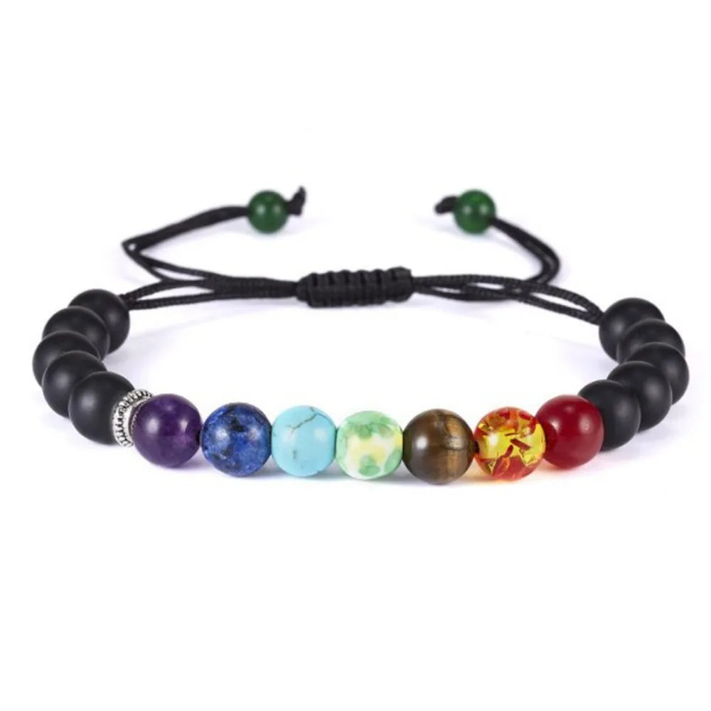 Mode Klassische 7-Chakra Perlen Armband Yoga Reiki Energie Balance Armreif Naturstein Schwarz Seil Heilung Armbänder Frauen Männer