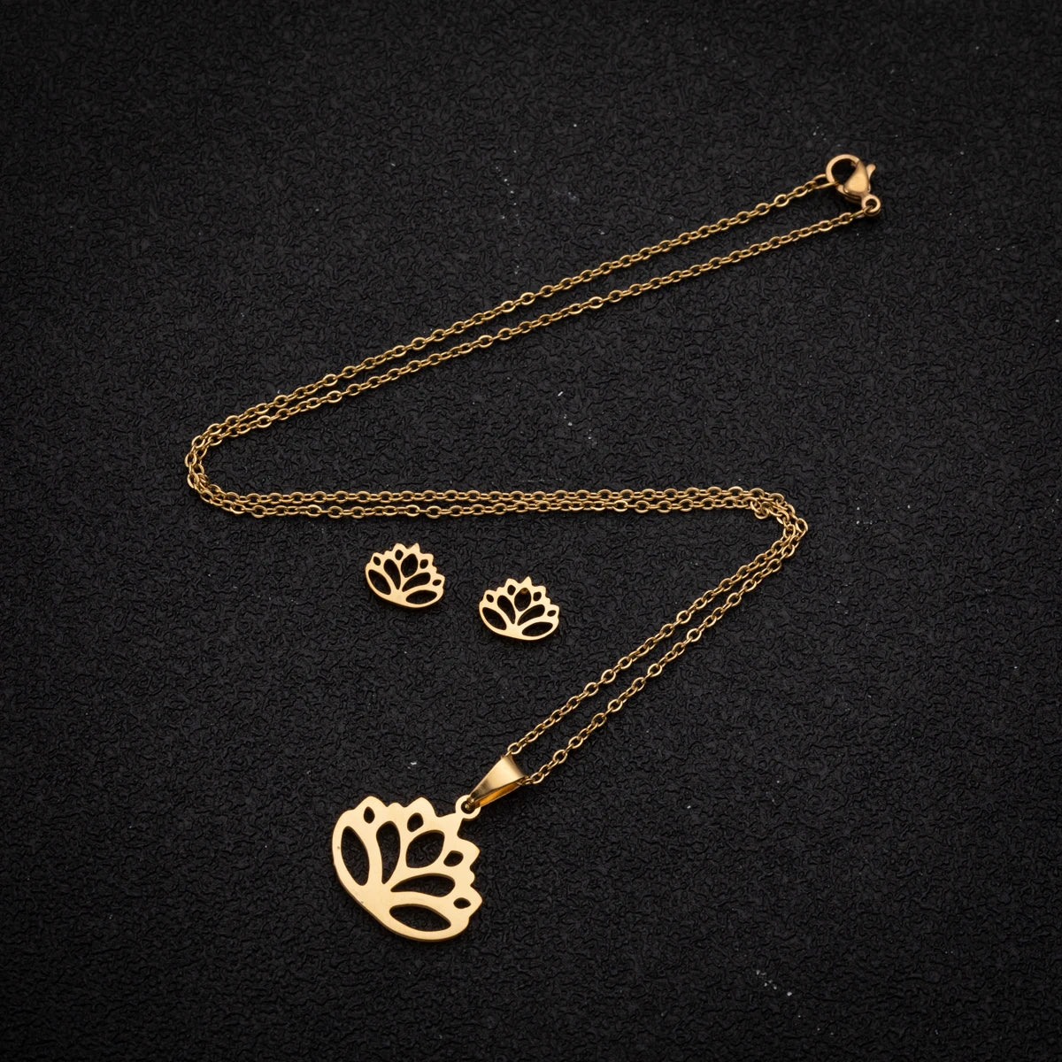 Set Schmuck Edelstahl Frau Boho Vintage Monstera Blätter Blume Pflanze Diy Anhänger Charms Ohrringe Und Halskette Set
