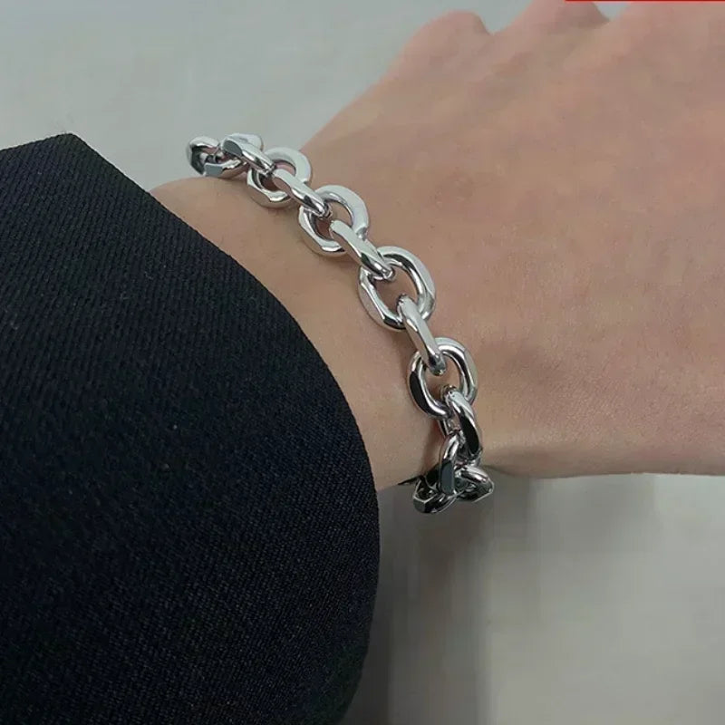 Edelstahl-Armband für Männer und Frauen, klobige Kabelkette, Armreifen, modisch, edgy, für Mädchen und Jungen, Schmuck, 2023, Neu