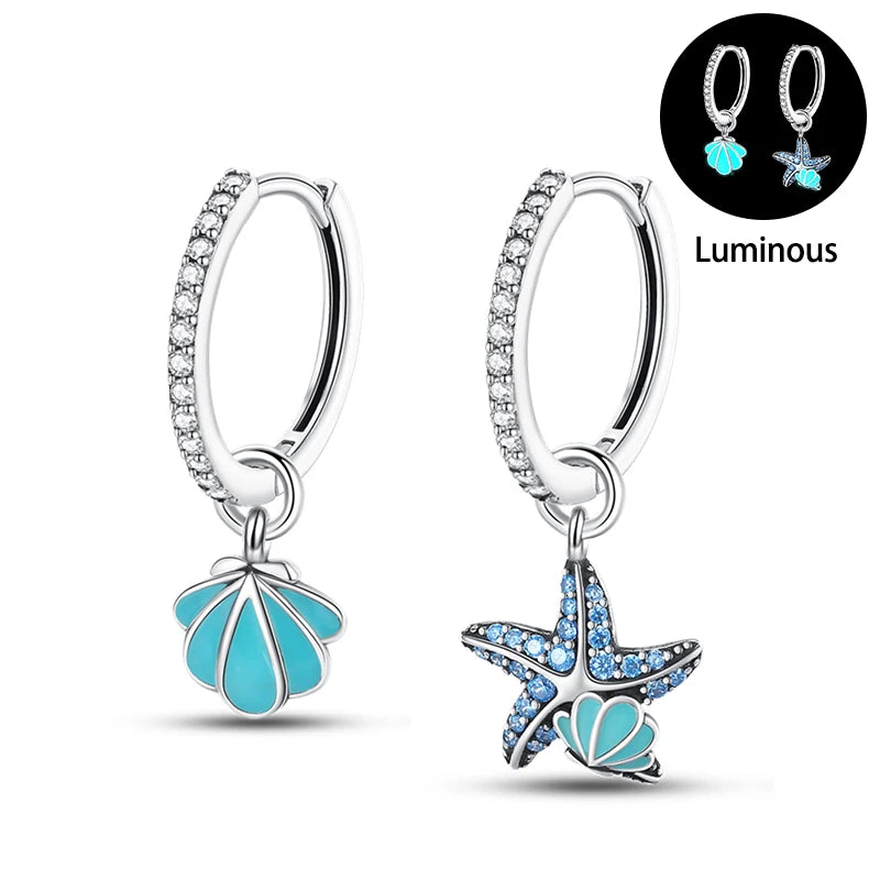Heißer Verkauf Mode 925 Silber Farbe Ohrringe Blau Zirkon Sterne Mond Unregelmäßigkeit Ohrringe Für Frau Feine Geburtstag Schmuck Geschenke