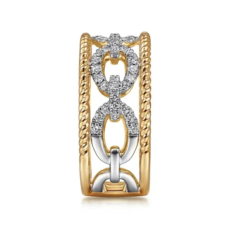 Huitan Luxuriöse Ringe mit zweifarbigem Design, wunderschönes ausgehöhltes Fingerzubehör für Frauen, zarter Schmuck für Verlobungsfeier