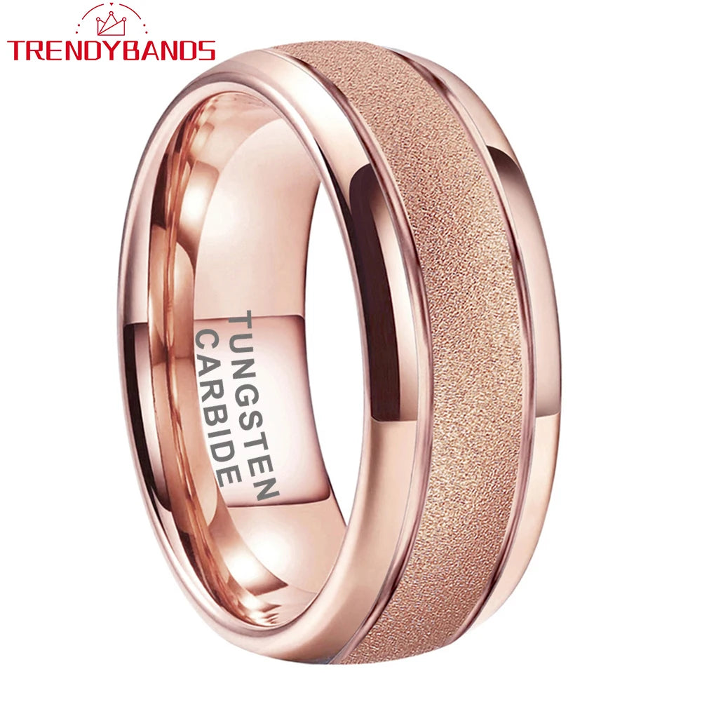 6mm 8mm Dropshipping Sandgestrahlter Wolframring für Damen Herren Mode Verlobung Ehering Comfort Fit