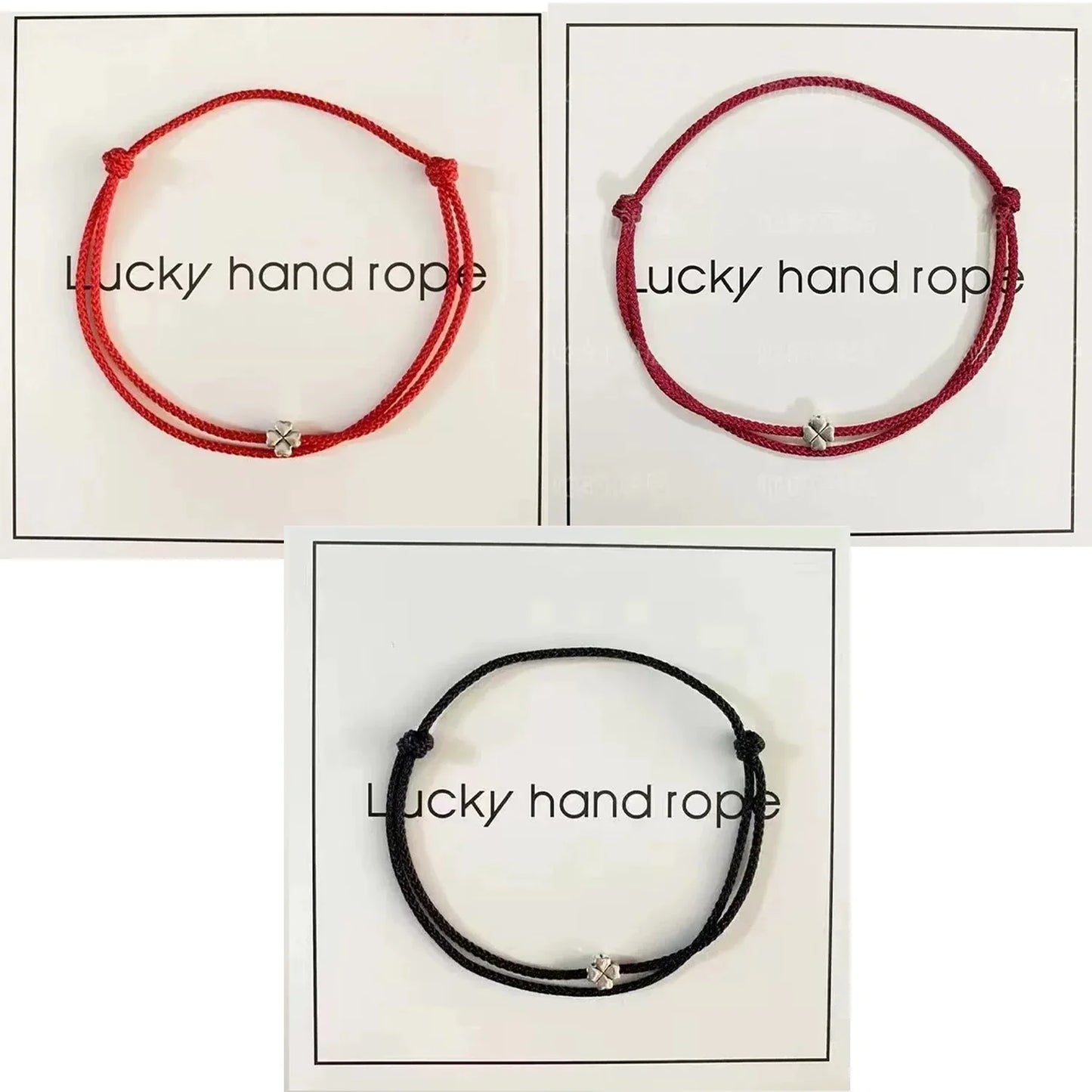1/3Pcs Minimalistischen Vierblättriges Kleeblatt Armbänder Frauen Männer Einstellbare Handgemachte Rote Glück Seil Paar Freundschaft Schmuck Zubehör