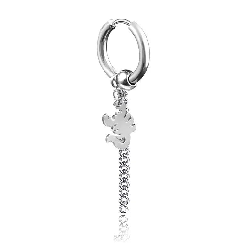 Geometrie Unisex Titan Edelstahl Drop Creolen chinesische Charakter Quaste Kette Mann Stern Kreuz Drachen feder