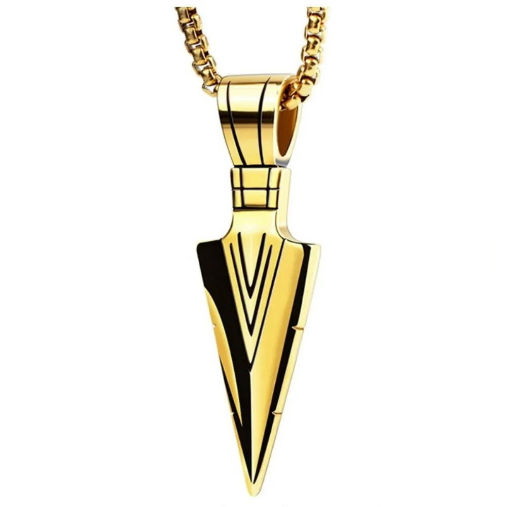 SUMENG Neue Mode Edelstahl Pfeilspitze Anhänger Halsketten für Männer Lange Kette Mode Schmuck