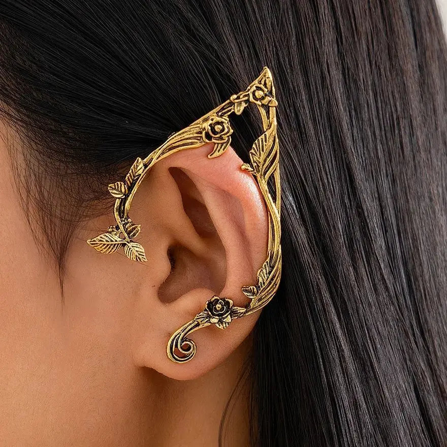 PuRui Beliebte Gold Farbe Elf Blume Blatt Ohr Clip Nette Schmuck Zubehör Fee Clip Ohrringe Hochzeit Mädchen Schmuck Geschenke Neue