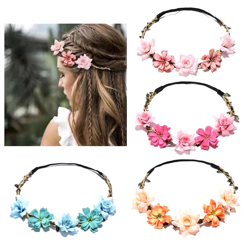 Mode süße Braut Blumen Stirnband für Frauen Mädchen böhmischen Stil Blume Krone Haarband Party Cosplay Haarschmuck