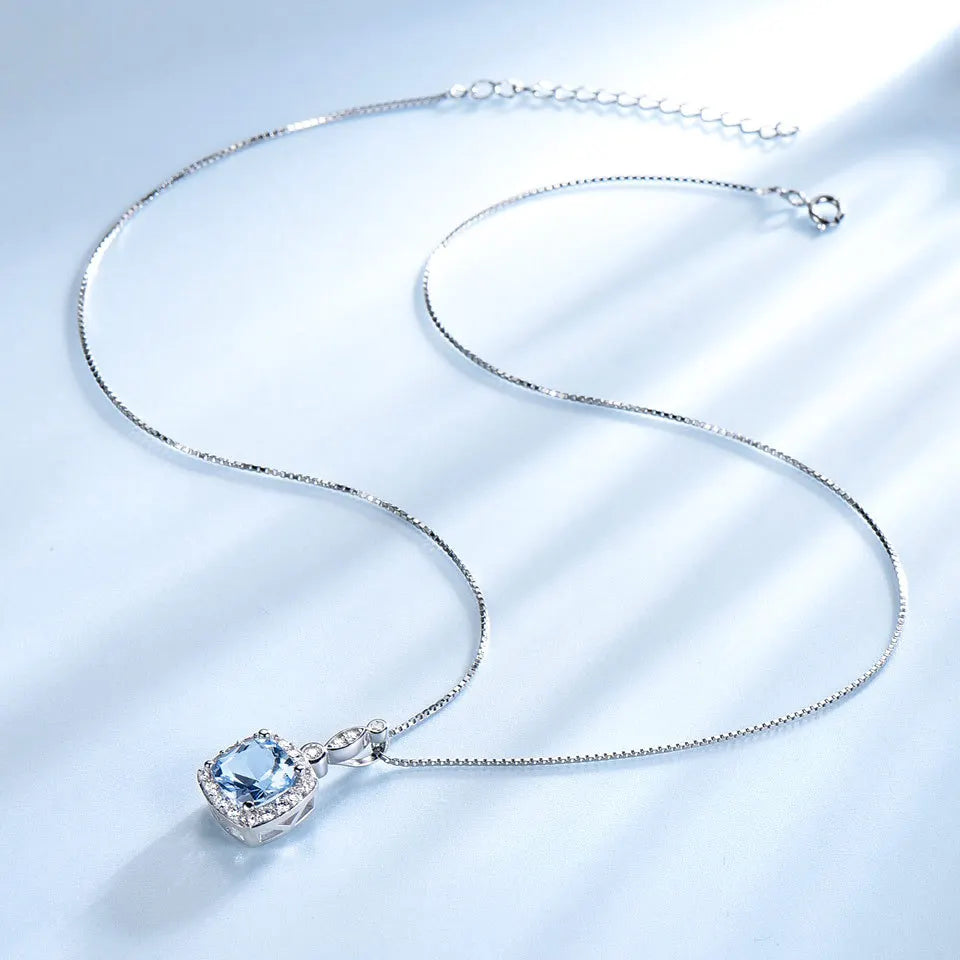 TBCYD Blau Topas Mode Schmuck Set Für Frauen S925 Sterling Silber Diamant Ring Ohrring Armband Halskette Partei Edlen Schmuck