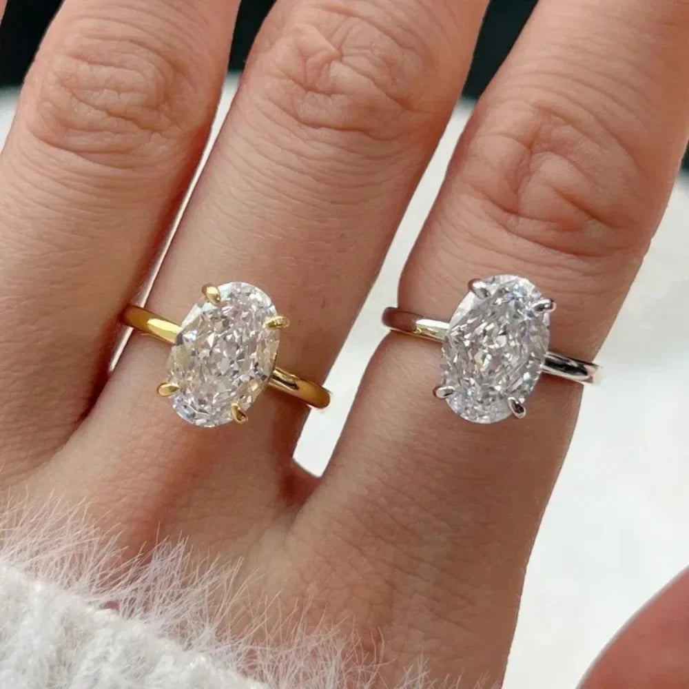 2025, modische, luxuriöse, ovale Original-Edelstahlringe für Frauen, Verlobungsgeschenk, Vorschlag, Schmuck, Braut, Hochzeit