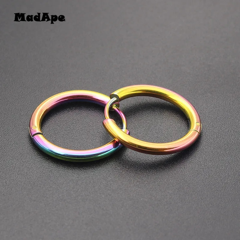 MadApe Trendy Silber Farbe Rose Gold Schwarz Ton Edelstahl Creolen Runde Schleife Ohrring Für Frauen 25mm/20mm/11mm