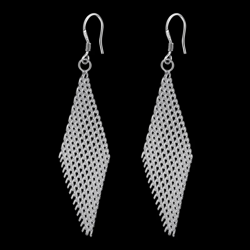 Ohrringe aus 925er-Sterlingsilber, Netzstoff, für Damen, exquisiter Student, Freundin, Schmuck, Accessoires, Hochzeit, Mode, Geschenk