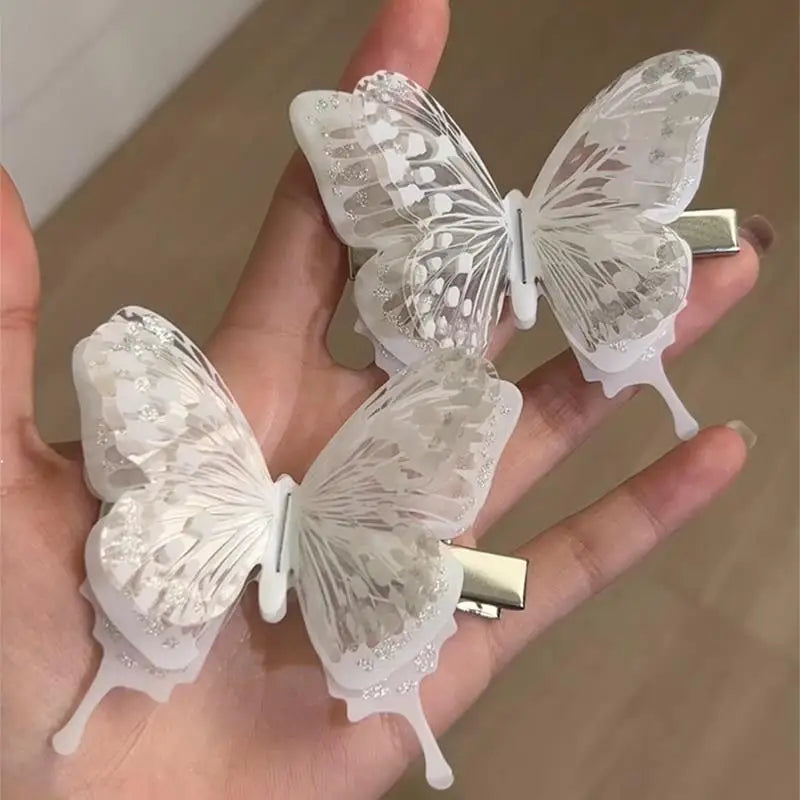 3d flattern Schmetterling Haars pangen y2k Eleganz flinke schöne Schmetterlinge schwarz weiß Haarnadel neuen Stil Zubehör für Frauen Mädchen