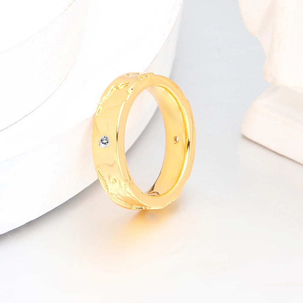 VAROLE Klassische Hochzeit Ringe Für Frauen Gold Farbe Einzigartige Textur Ring Mit CZ Mode Schmuck Party Anillos Mujer