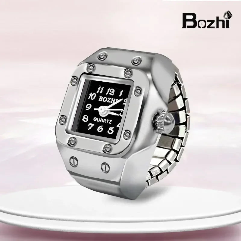 Vintage Punk Quarz Fingeruhr Ring für Frauen Männer Paar Ringe Digitale Uhren Elastische Dehnbare Finger Band Ring Schmuck Uhr