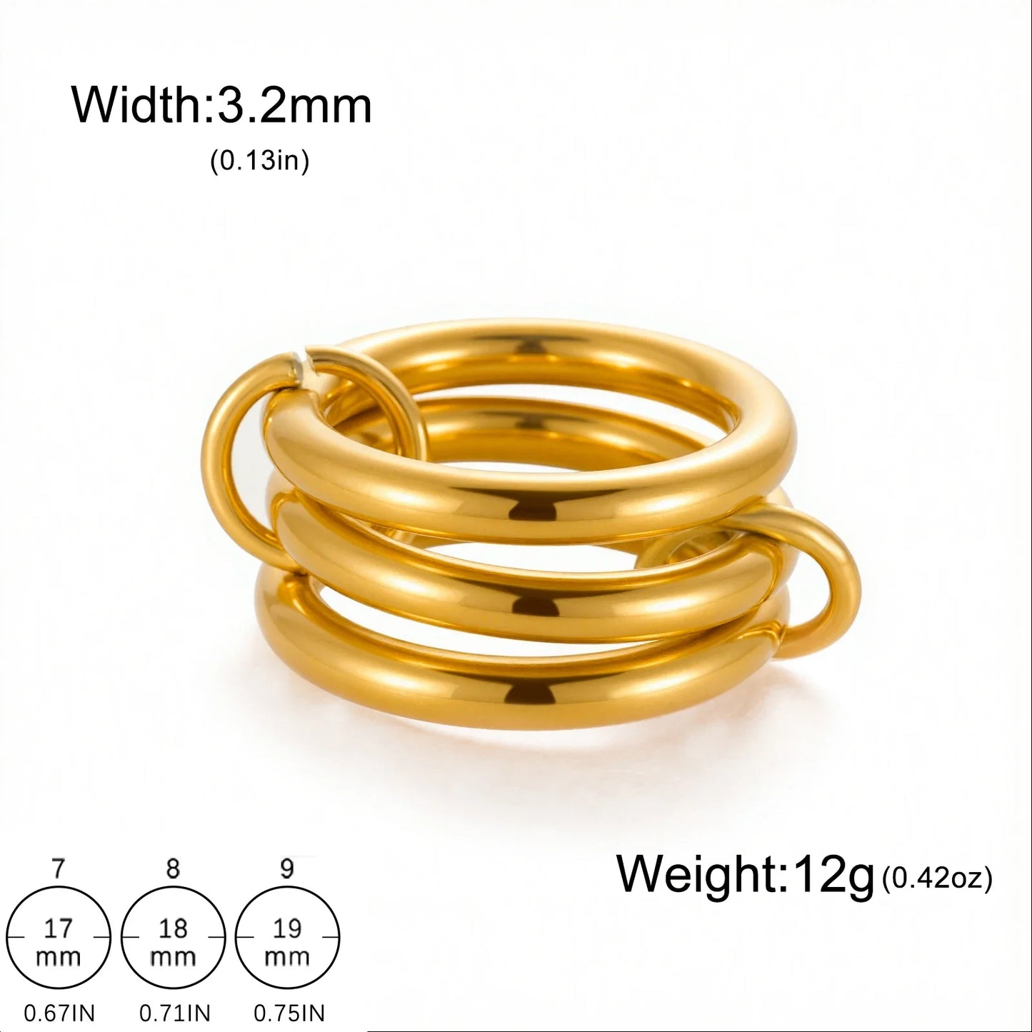 Teamer Frauen Mehrere Schichten Ringe Edelstahl Gold Farbe Klar Zirkon Finger Ring Minimalistischen Mode Schmuck Geschenk Großhandel