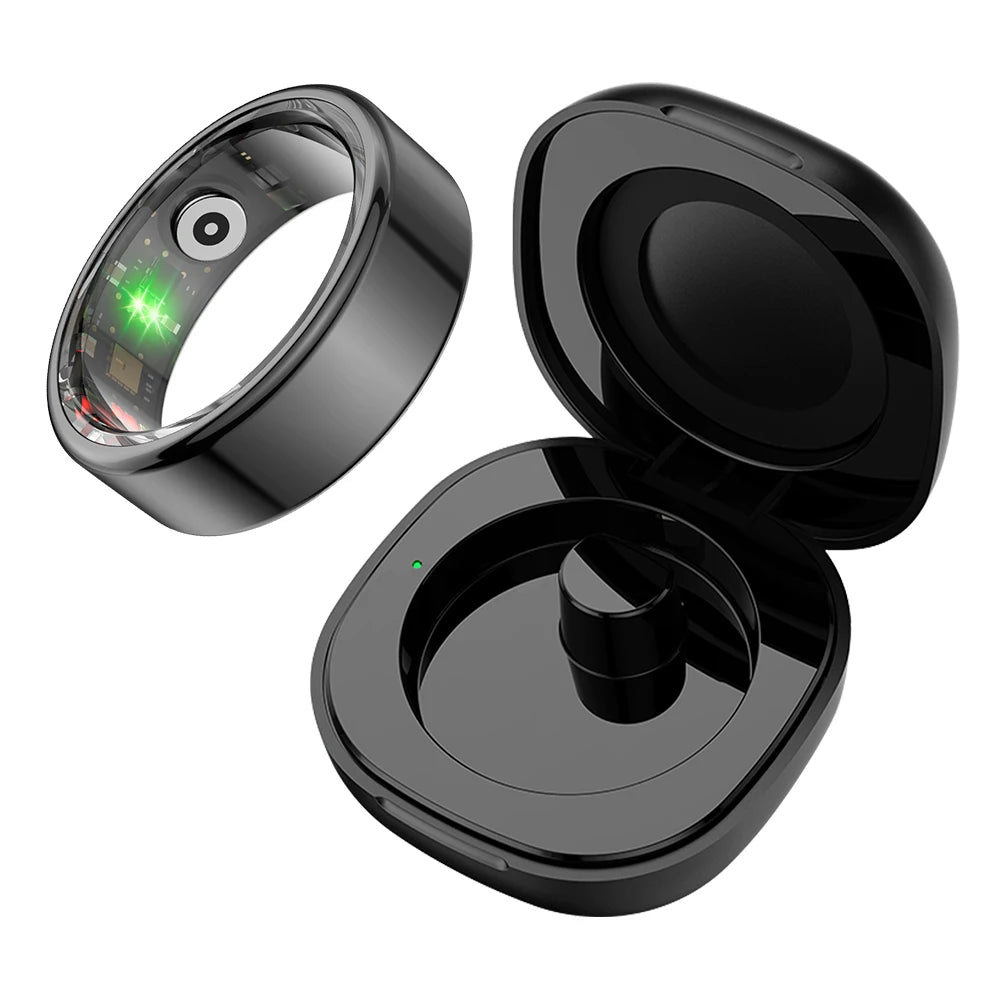 2024 COLMI R02 Smart Ring mit Ladeetui für Männer und Frauen, Akkulaufzeit, 39 Tage, Gesundheitsmonitor, 5 ATM wasserdicht