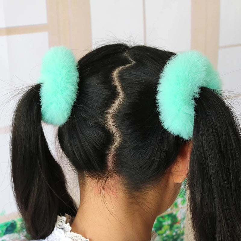 2 Stück Baby Mädchen Plüsch elastische Haar bänder kleine Gummiband Haar ringe für Kinder pelzige Haar gummis Haar gummis Haarschmuck