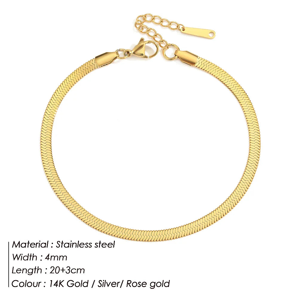 Klassische Schlangenknochen-Ketten-Fußkettchen für Frauen und Mädchen, verstellbare Sommer-Strandkette, Fußkettchen, Armband für Frauen, Schmuck, exquisites Geschenk
