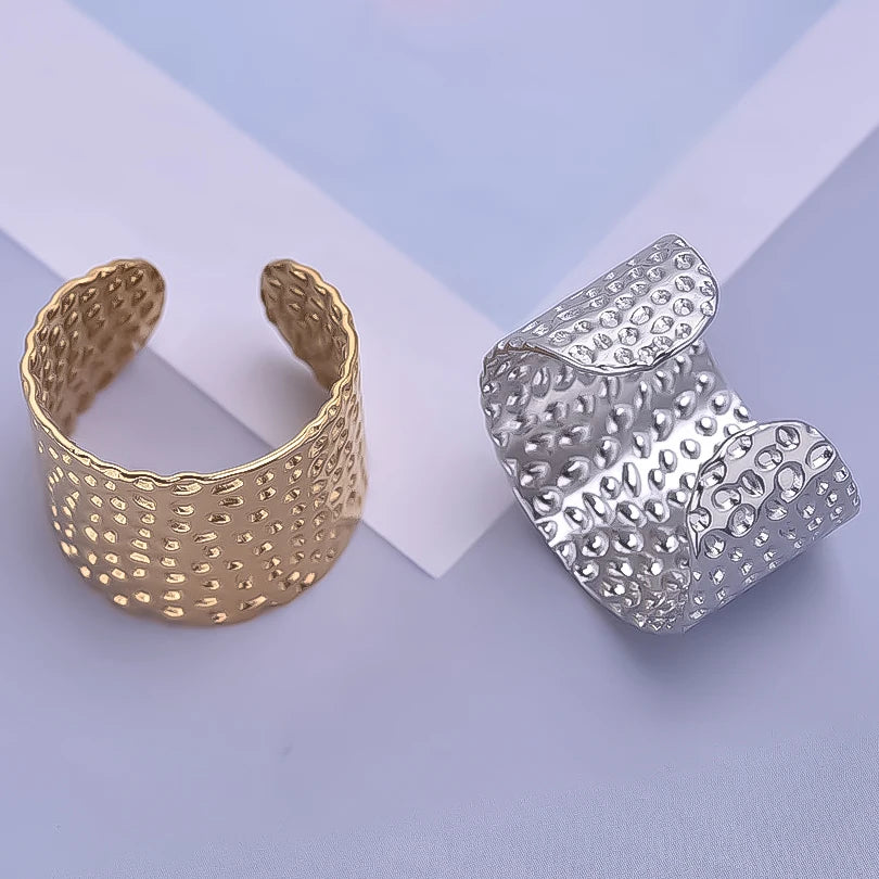 1/2/3 stücke mischen Farbe klobigen breiten Ring offene Edelstahl ringe für Frauen Männer Accessoires unregelmäßige Oberfläche kpop Modeschmuck