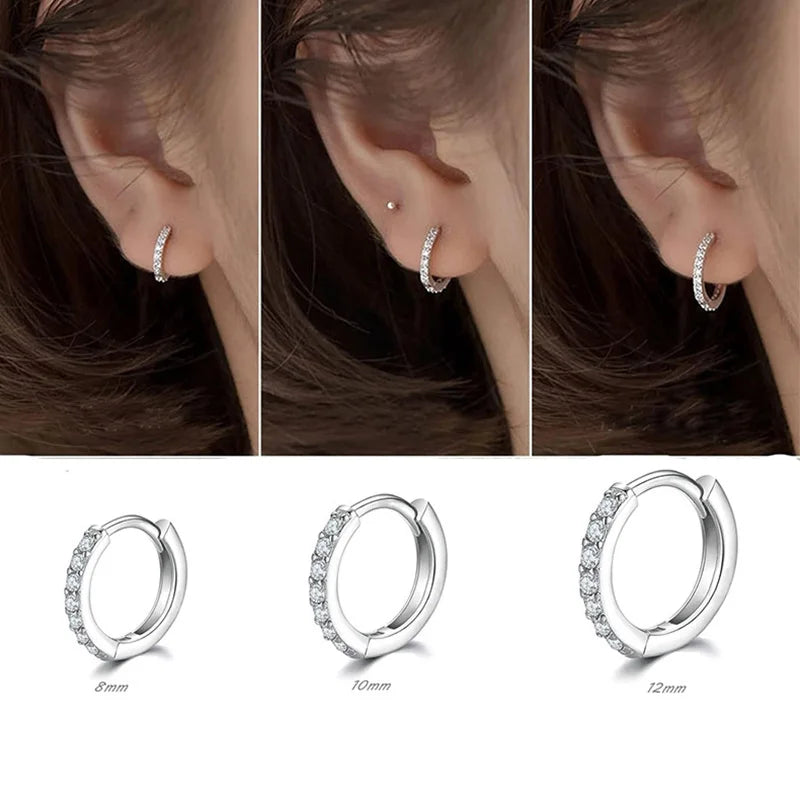 Huggie-Creolen aus 925er-Sterlingsilber, vergoldet, kleine Zirkonia, für Damen und Mädchen, Geschenk, Hochzeit, Verlobung, Party, Ohrschnalle