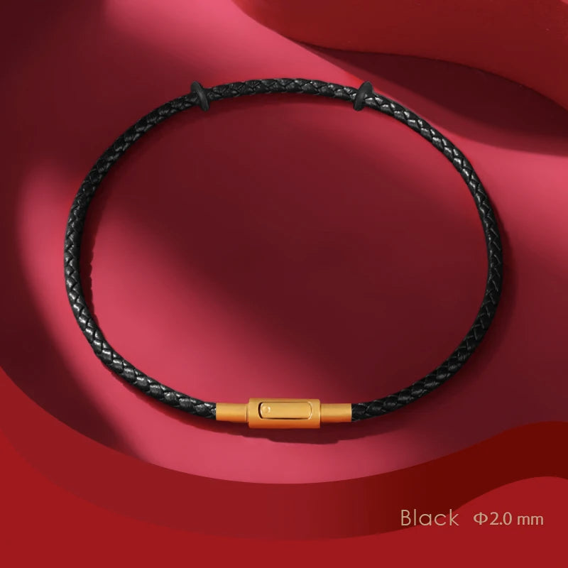 Einfache Stil Viel Glück Rot Leder Armband Für Unisex Grade 2mm DIY Perlen Edelstahl Dünne Armband Weibliche Mode schmuck