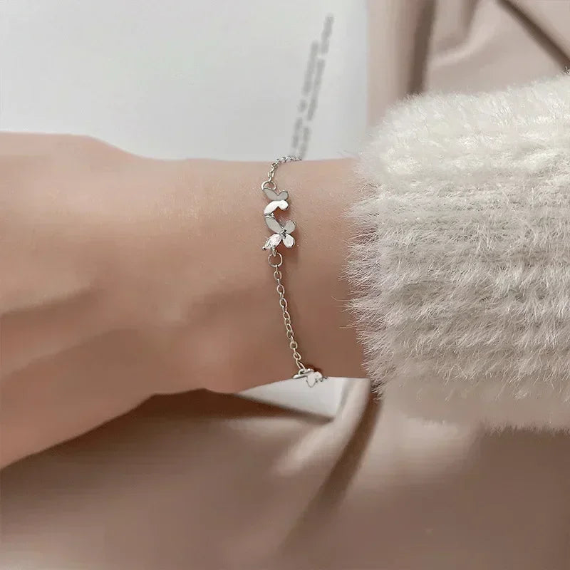 Diamantbesetztes Schmetterlingsarmband aus 925er-Sterlingsilber für Damen, Modeschmuck, Temperament, Blume, verstellbares Armband
