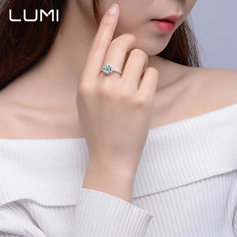 0,5–1 Karat voller Moissanit-Ring aus S925-Sterlingsilber | Luxuriöser Braut-Verlobungsring, hypoallergener Ehering, im Labor gezwachsener Diamant