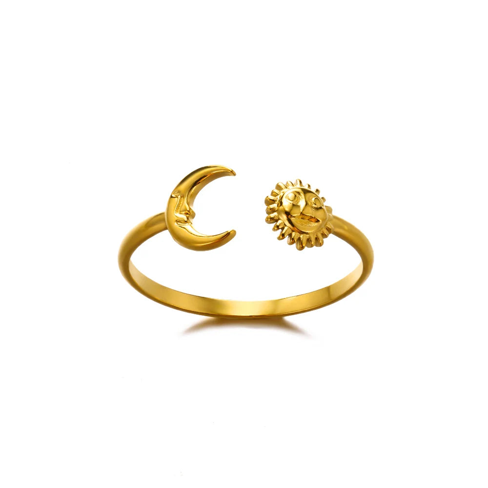 Minimalistische Textur Edelstahl Geometrische Ringe für Frauen Gold Farbe Öffnung Paar Ring Ästhetische Hochzeit Weihnachten Schmuck