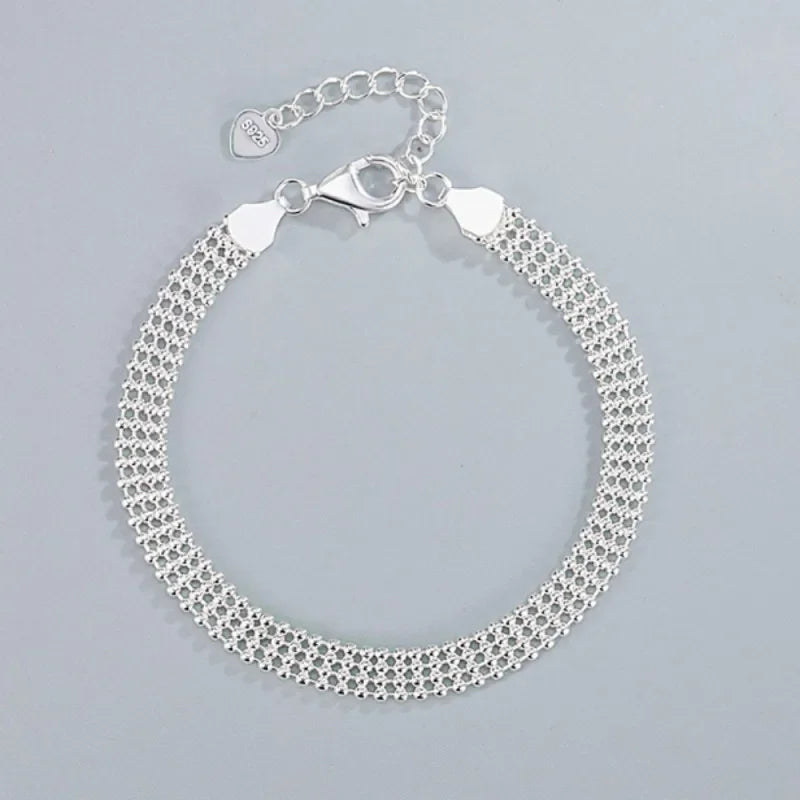 Charms 925 Sterling Silber Armbänder Perlen Kette für Frauen Männer Hochzeit Dame Edler Hübscher Schmuck Mode Schöne Kette 20 cm 8 Zoll