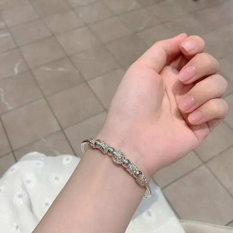 Neue koreanische Mode Sterling Silber Glück Perlen Armreifen für Frauen Armbänder Luxus Designer Party Hochzeit Schmuck Geschenke