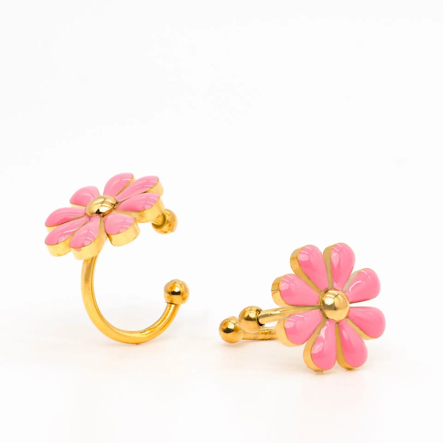 2 Farben Sommer Edelstahl 18 Karat vergoldet niedliche Emaille Gänseblümchen Ohr Knochen Clips Frauen Clip Ohrringe nie verblassen Schmuck