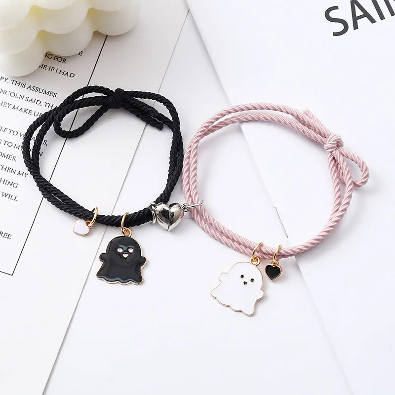 2 Teile/satz Geist Geflochtenes Armband für Liebhaber Fern Romantische Herz Magnet Paar Armbänder Freundschaft Mode Schmuck Geschenk