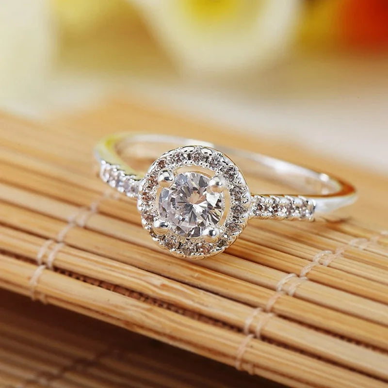 100% reine 925 Sterling Silber Braut Schmuck Sets Cubic Zirkon Halskette Ohrringe Ring Geschenk für Frauen Geburtstag Valentinstag Weihnachten