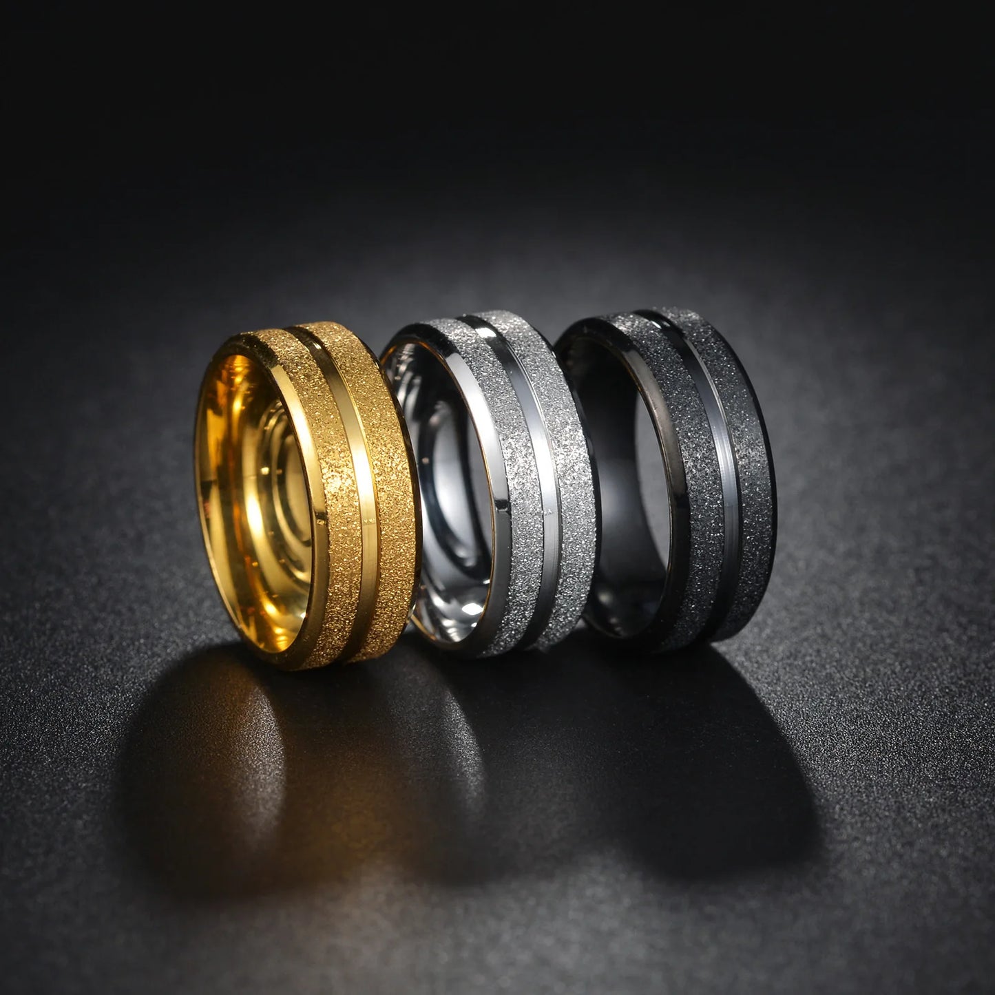 Einfacher 8 mm Herren-Paar-Ring aus schwarzem Titan, matt fertiger Fingerring, Schmuck für männliche Eheringe, Geschenk