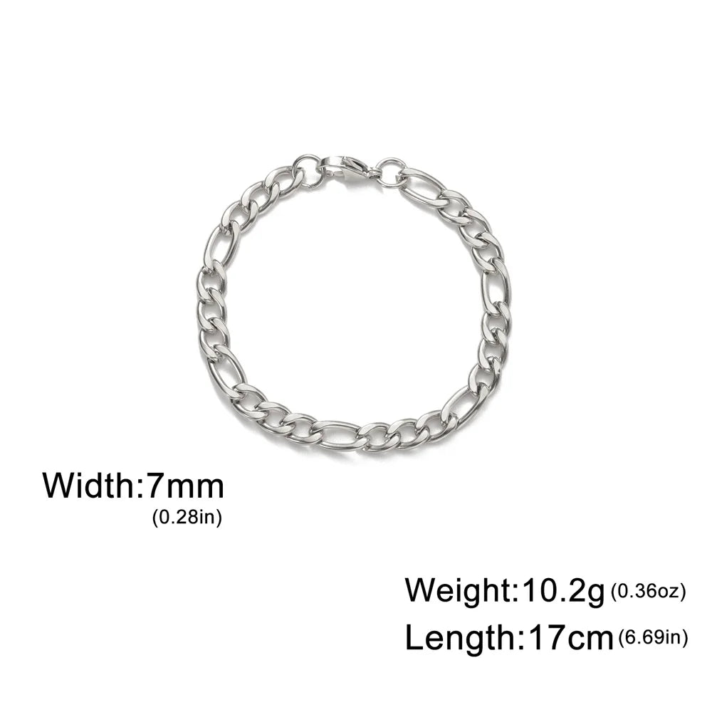My Shape Mode kubanische Kette Männer Armband Edelstahl 3//9mm Breite Kette Armbänder Figaro Kette Junge Handgelenk Schmuck Paar