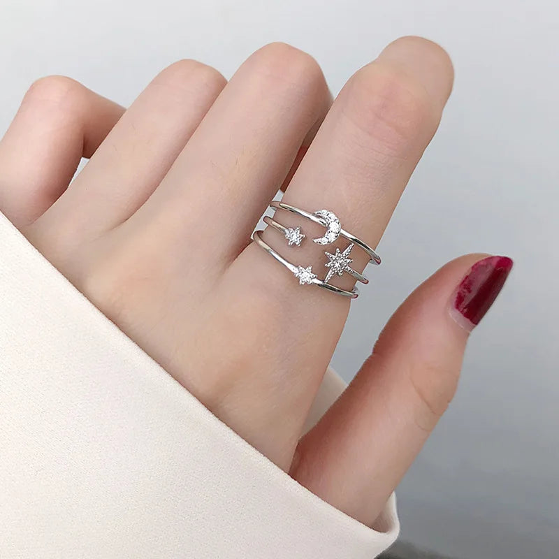 VENTFILLE 925er Silber Mondquaste Öffnung Damenmode Ins Ring